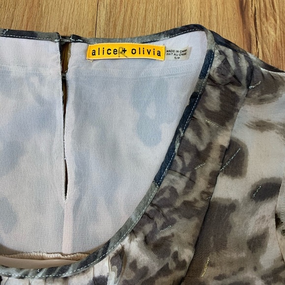 Alice + Olivia 100% Silk Animal Print Ruffle Mini Dress - Picture 5 of 12